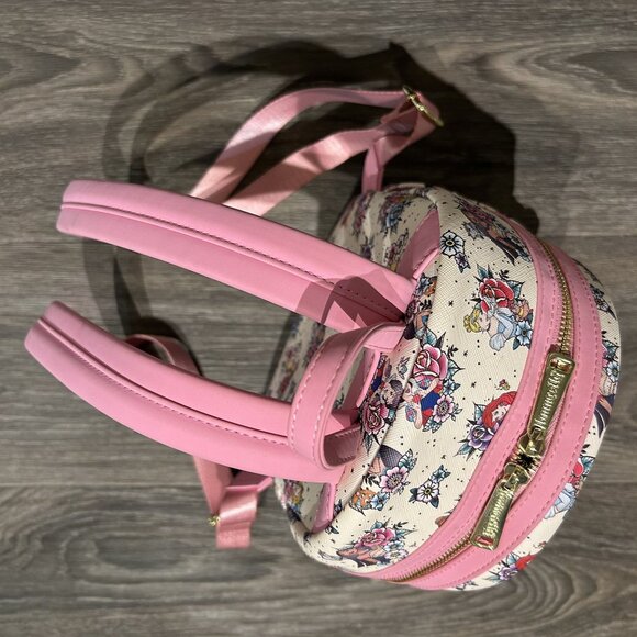 NWOT Loungefly Disney Princess Floral Tattoo Mini Backpack Roses Pink Limited - Picture 7 of 16